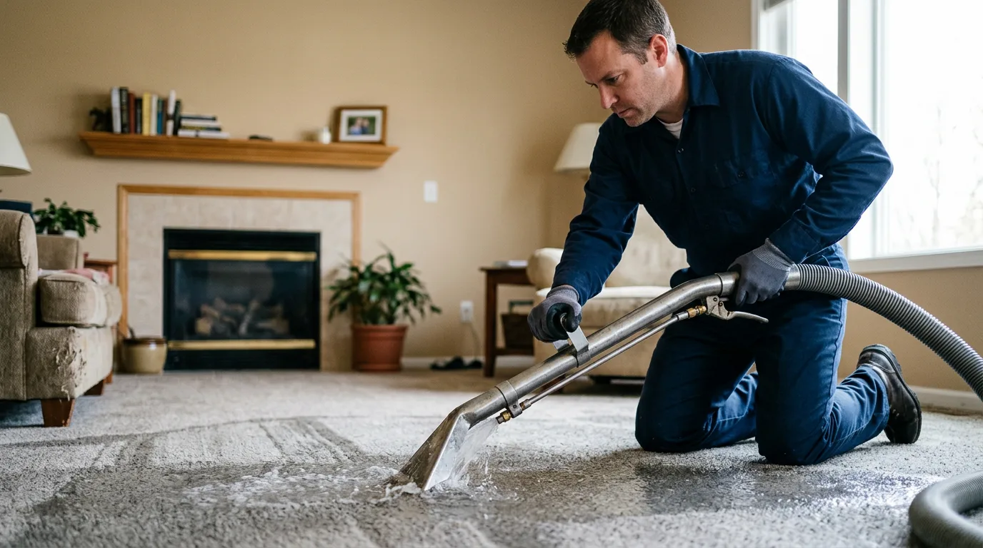 Water damage restoration technician working near River Falls, AL